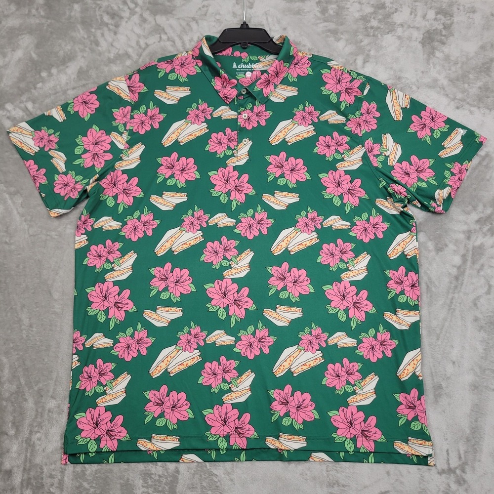 Chubbies Shirt Mens 3XL Short Sleeve Performance Pink Green Flowers Sandwich's